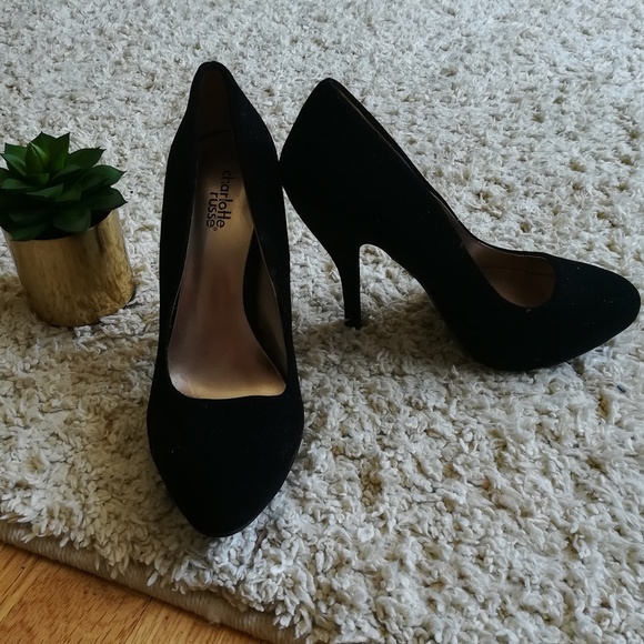 Charlotte Russe Black Velvet Heels - Picture 2 of 2